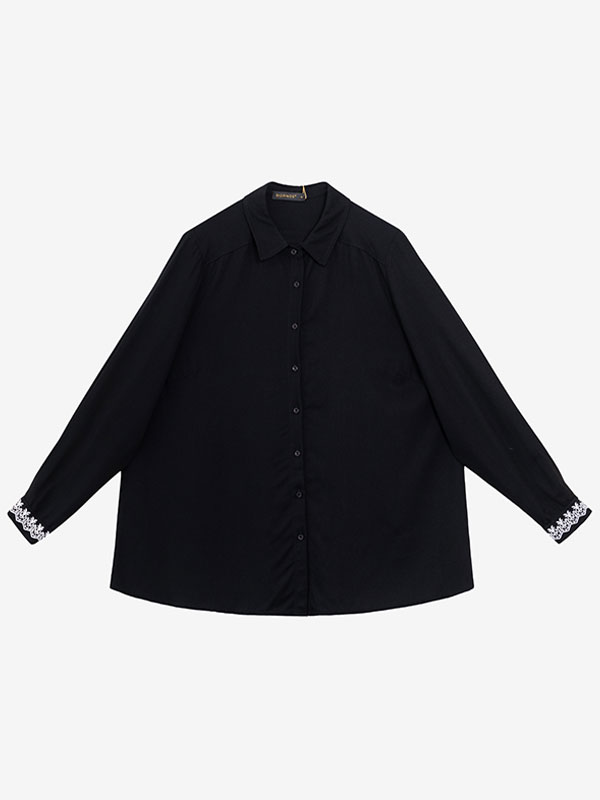 تونیک زنانه یقه مردانه ویسکوز دارای گلدوزی در سر آستین نیوشا