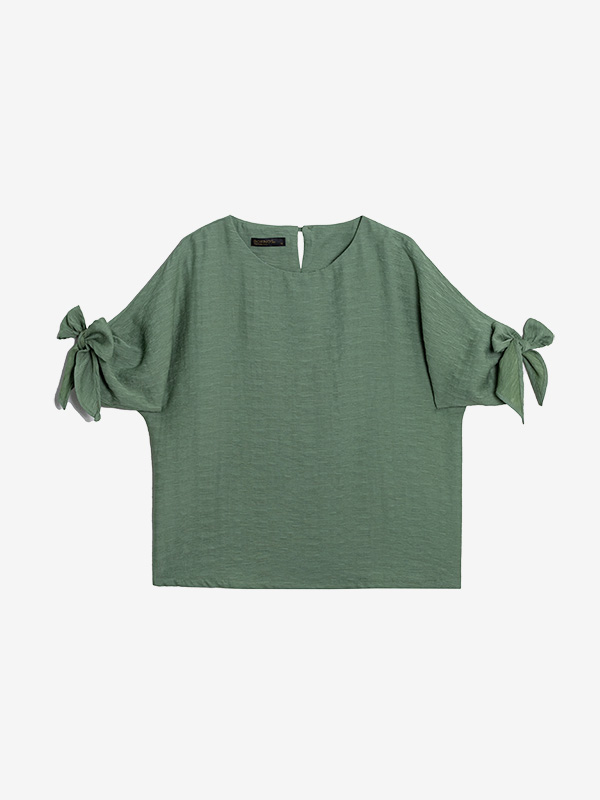 بلوز زنانه یقه گرد آستین کوتاه کریشه کیمونو کژوال ارمغان