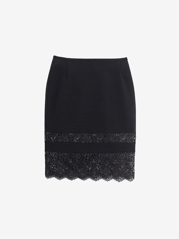 دامن زنانه کوتاه مجلسی کرپ مازراتی گیپور دار کلاسیک طنین